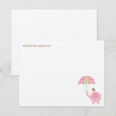 Schattigee olifant Baby shower flat dank u kaarten (Voorkant / Achterkant)