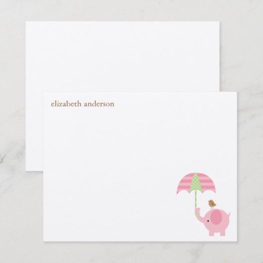 Schattigee olifant Baby shower flat dank u kaarten (Voorkant / Achterkant)