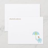 Schattigee olifant Baby shower flat dank u kaarten Notitiekaartje (Voorkant / Achterkant)