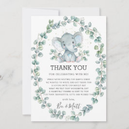 Schattigee olifant Baby shower groen eucalyptus jo Bedankkaart