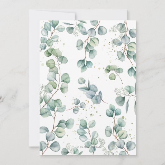 Schattigee olifant Baby shower groen eucalyptus jo Bedankkaart (Achterkant)