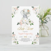 Schattigee olifant Baby shower meisje Kaart (Staand voorkant)