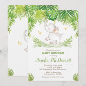 Schattigee olifant Baby shower Oerwoud Animals Boy Kaart (Voorkant / Achterkant)