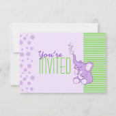 Schattigee Olifant baby shower paarse groene uitno Kaart (Achterkant)