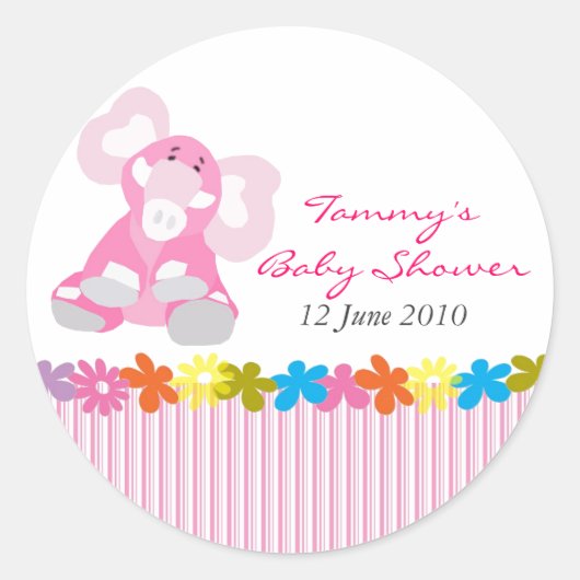 Schattigee Olifant Baby shower Sticker -  (Voorkant)