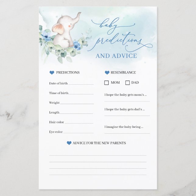 Schattigee olifant Baby voorspellingen en advies s (Voorkant)