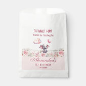 Schattigee olifant ballon roze baby meisje 1e verj bedankzakje (Voorkant)