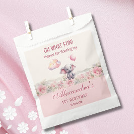 Schattigee olifant ballon roze baby meisje 1e verj bedankzakje