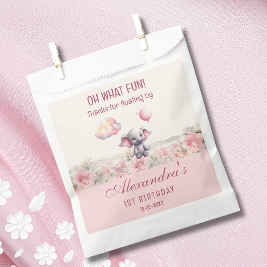 Schattigee olifant ballon roze baby meisje 1e verj bedankzakje