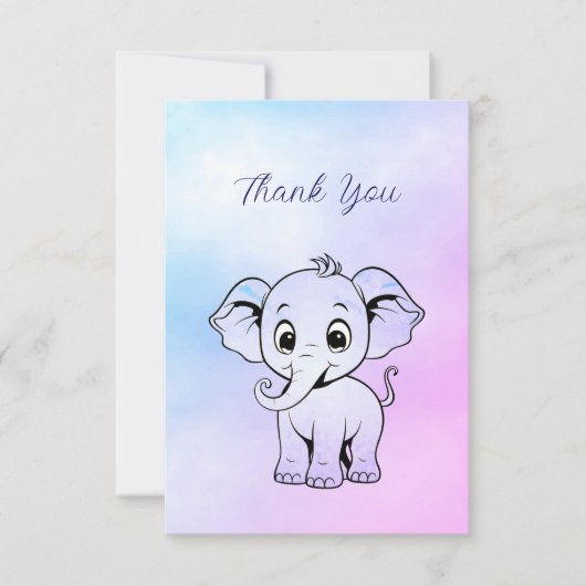 Schattigee olifant bedankkaart (Voorkant)
