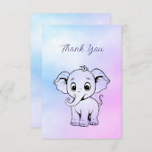 Schattigee olifant bedankkaart (Voorkant / Achterkant)