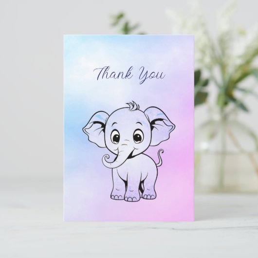 Schattigee olifant bedankkaart (Staand voorkant)