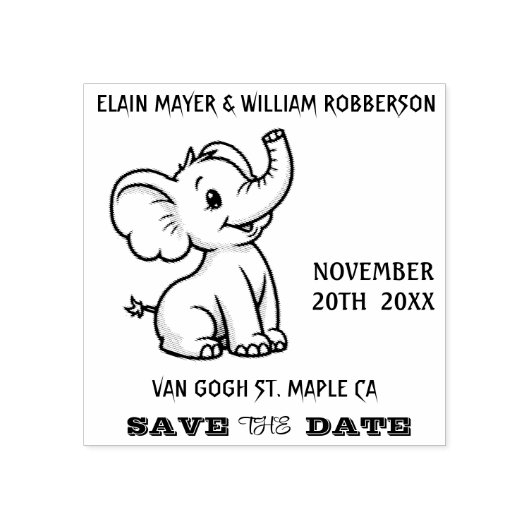  Schattigee olifant Bewaar de datum Rubberstempel (Afrduk)