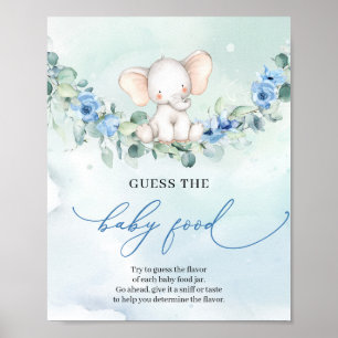 Schattigee olifant blauw bloem Guess The Baby Food Poster