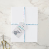 Schattigee olifant blauw Confetti Baby shower dank Cadeaulabel (Met Touw)