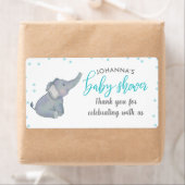 Schattigee olifant blauw Confetti Baby shower dank Etiket (Insitu)