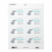 Schattigee olifant blauw Confetti Baby shower dank Etiket (Full Sheet)