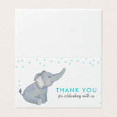 Schattigee olifant blauw Confetti Baby shower dank Kaart (Buitenkant ongevouwen)
