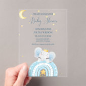 Schattigee olifant blauw jongen baby shower acryl uitnodigingen (Insitu (Draagbaar))