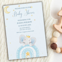 Schattigee olifant blauw jongen baby shower