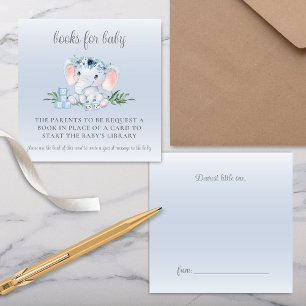 Schattigee Olifant Bloemen Jongen Baby shower Boek Informatiekaartje