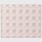 Schattigee olifant bloemig roze baby meisje aangep cadeaupapier (Vlak)