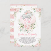 Schattigee Olifant Blush Gouden Bloemen Boeken voo Informatiekaartje (Voorkant / Achterkant)