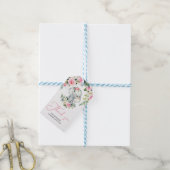 Schattigee olifant blush roze bloemengroen baby cadeaulabel (Met Touw)