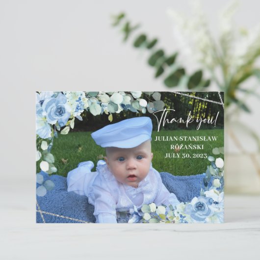 Schattigee olifant blush rozen eucalyptus goud sch bedankkaart (Staand voorkant)