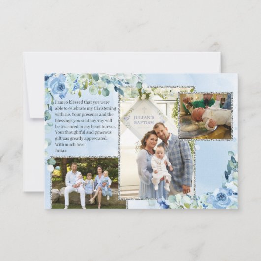 Schattigee olifant blush rozen eucalyptus goud sch bedankkaart (Achterkant)