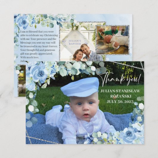 Schattigee olifant blush rozen eucalyptus goud sch bedankkaart (Voorkant / Achterkant)