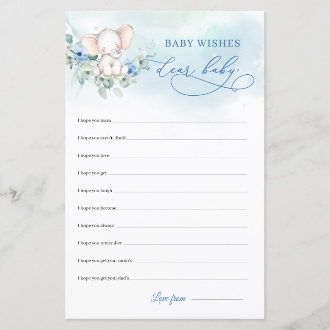 Schattigee olifant boho blauw bloemen Beste Baby w (Voorkant)