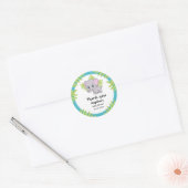 Schattigee Olifant Boy Baby shower Blauw Dank u Ronde Sticker (Envelop)
