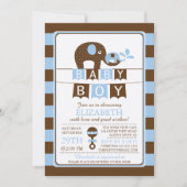 Schattigee Olifant Boys Baby shower Uitnodiging (Voorkant)