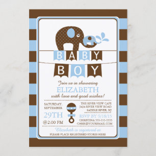 Schattigee Olifant Boys Baby shower Uitnodiging