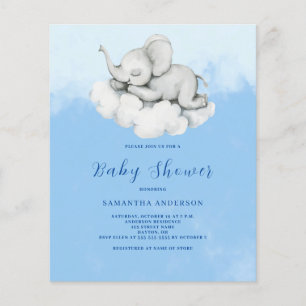 Schattigee Olifant Budget Boy Baby shower Uitnodig
