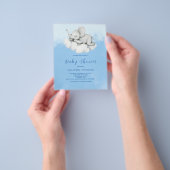 Schattigee Olifant Budget Boy Baby shower Uitnodig Flyer (Hand)