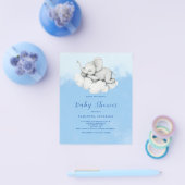 Schattigee Olifant Budget Boy Baby shower Uitnodig Flyer (Enkel)