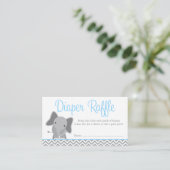 Schattigee olifant Chevron Blue Diaper Raffle Tick Informatiekaartje (Staand voorkant)