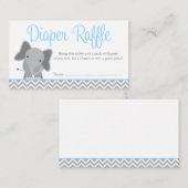 Schattigee olifant Chevron Blue Diaper Raffle Tick Informatiekaartje (Voorkant / Achterkant)