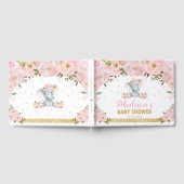 Schattigee olifant chique blush roze bloemige Baby Gastenboek (Volledig)
