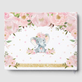 Schattigee olifant chique blush roze bloemige Baby Gastenboek (Achterkant)