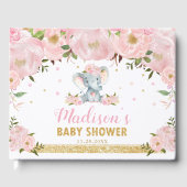 Schattigee olifant chique blush roze bloemige Baby Gastenboek (Voorkant)