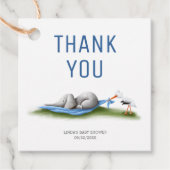 Schattigee olifant dank u Baby shower Bedankjes Labels (Voorkant)