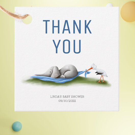 Schattigee olifant dank u Baby shower Bedankjes Labels
