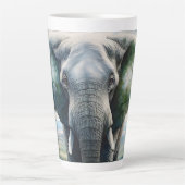 Schattigee olifant dichtbij latte mok (Voorkant)