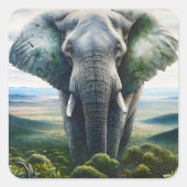 Schattigee olifant dichtbij vierkante sticker (Voorkant)