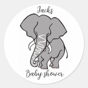 Schattigee OLIFANT - Dier - baby shower - Personal Ronde Sticker