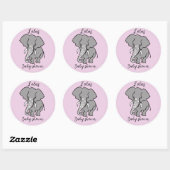 Schattigee OLIFANT - Dier - Baby shower - Personal Ronde Sticker (Vel)
