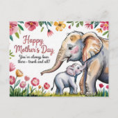 Schattigee olifant en Baby Floral Moederdag Briefkaart (Voorkant)